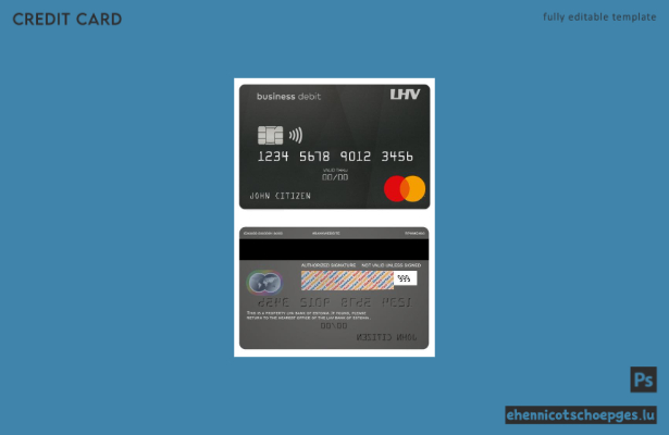 Beispielvorschau der LHV Bank Business Debit Mastercard aus Estland